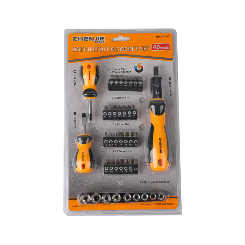 Bộ 40 vỉ đôi đóng gói Ratchet Bit & Ổ cắm